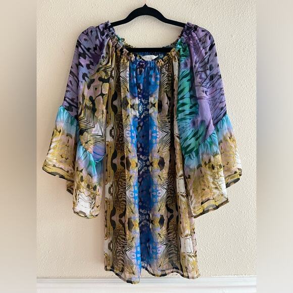 Elan Beach Top Cover Up Sheer Bell‎ Sleeve One Size Boho Beach Vacations - Picture 1 of 7